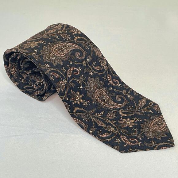VTG Robert Talbott for W. A. King Company Necktie | Black Paisley Silk Tie | EUC - Picture 1 of 9